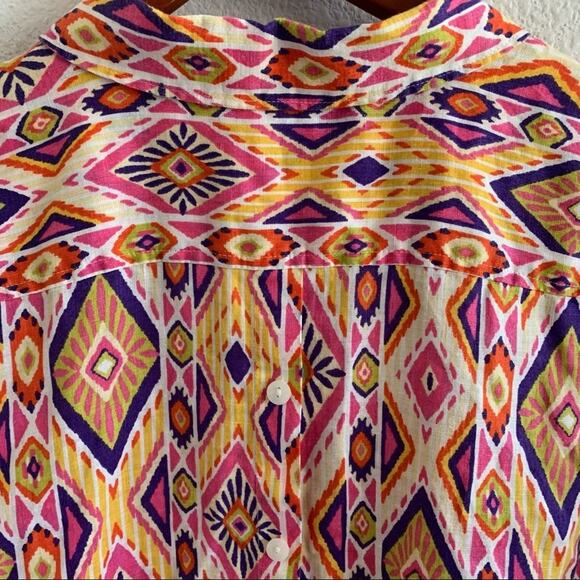 Chico's No Iron 100% Linen Geometric Top Chico's 2 - Large - Picture 8 of 12